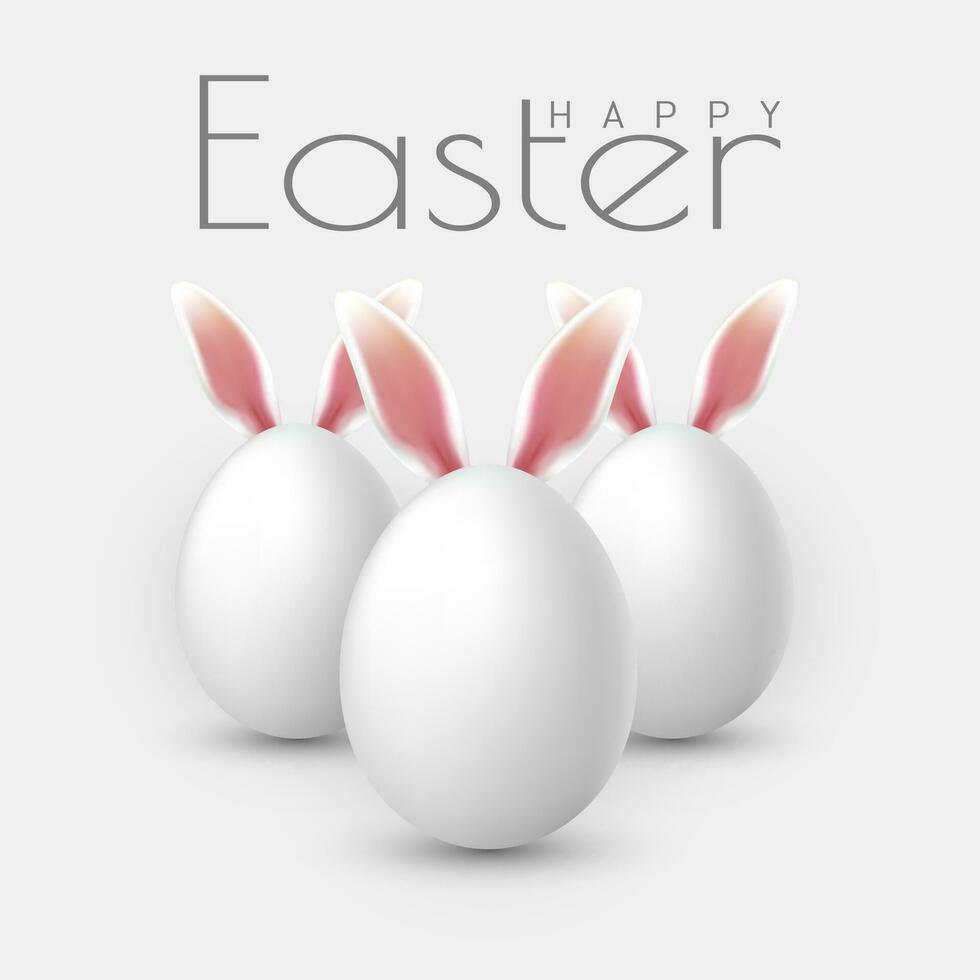 Happy Easter. Vector realistic Easter eggs, isolated on a gray background