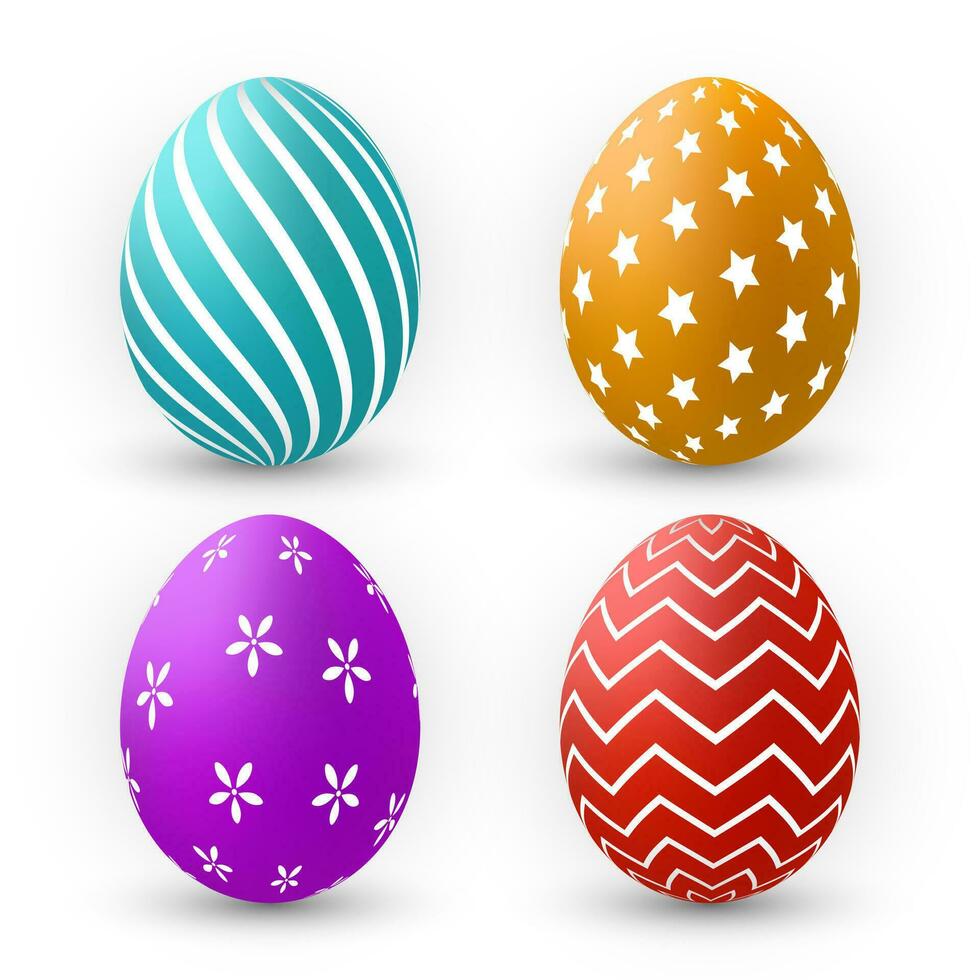 Color Eggs Collection With Gradient Mesh, design template, Vector Illustration