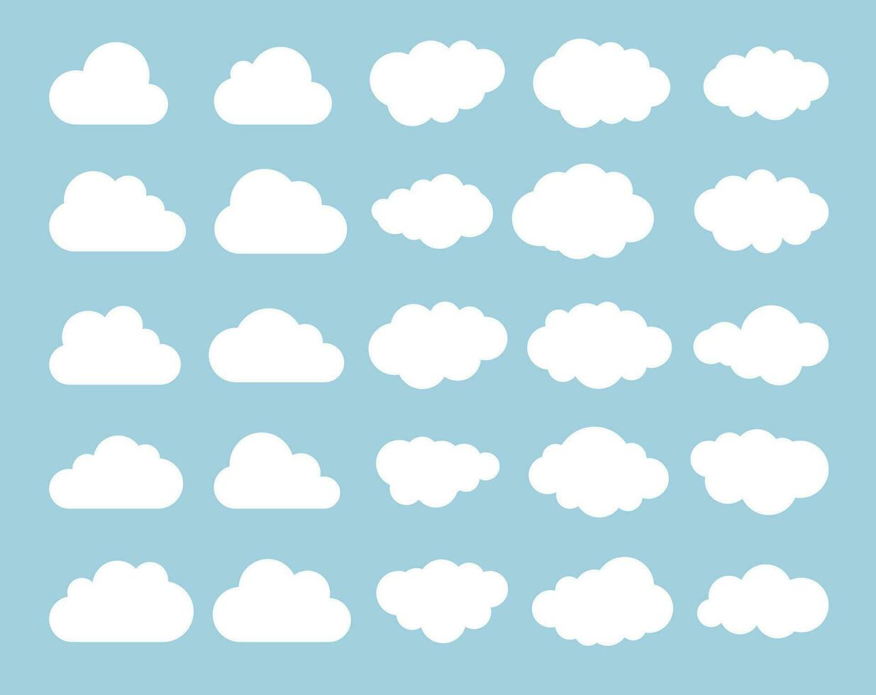 Clouds silhouettes. Vector set of clouds shapes. Collection of various forms and contours. Design elements for the weather forecast, web interface or cloud storage applications