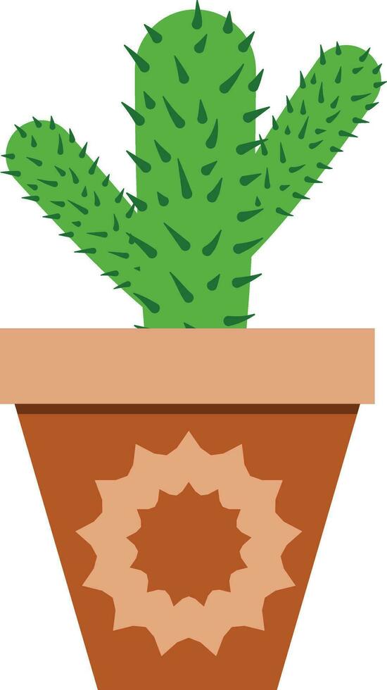 flower pot illustration with tropical and cactus design for designing vector