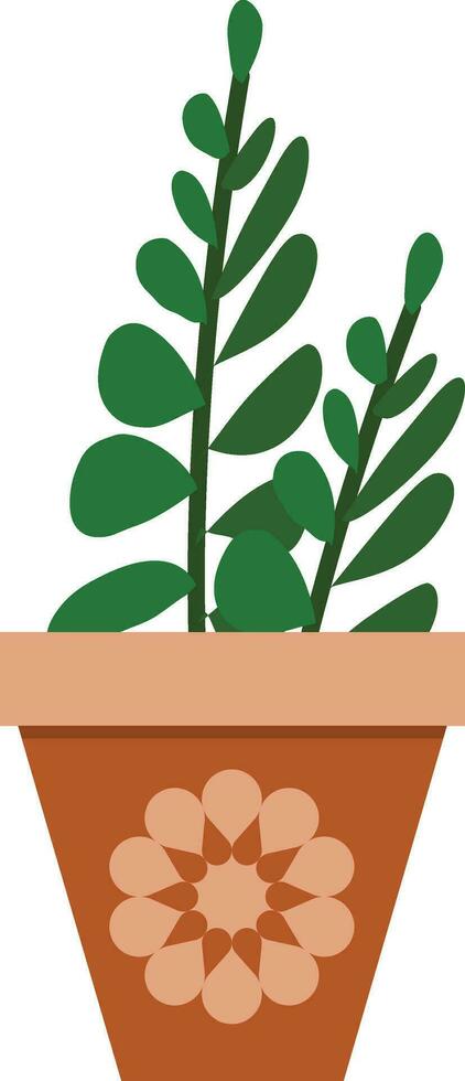 flower pot illustration with tropical and cactus design for designing vector