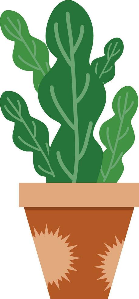 flower pot illustration with tropical and cactus design for designing vector