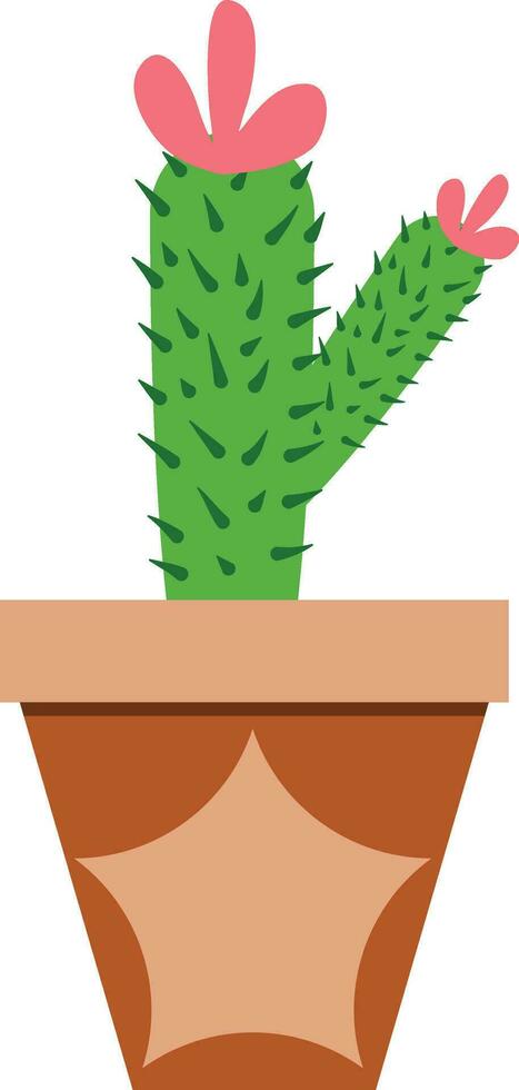 flower pot illustration with tropical and cactus design for designing vector