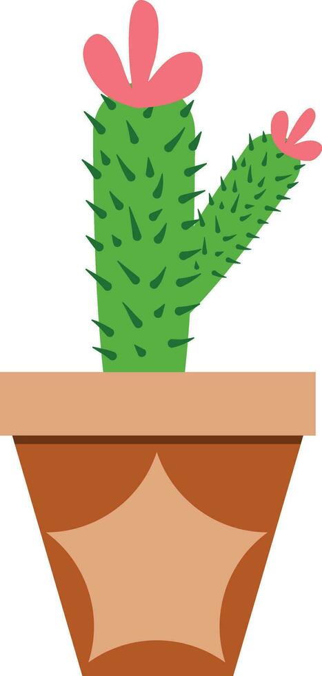 flor maceta ilustración con tropical y cactus diseño para diseño vector