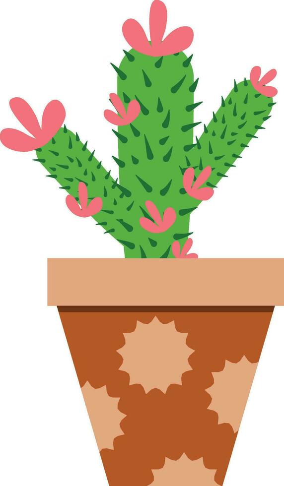 flower pot illustration with tropical and cactus design for designing vector