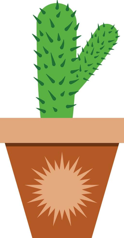 flower pot illustration with tropical and cactus design for designing vector