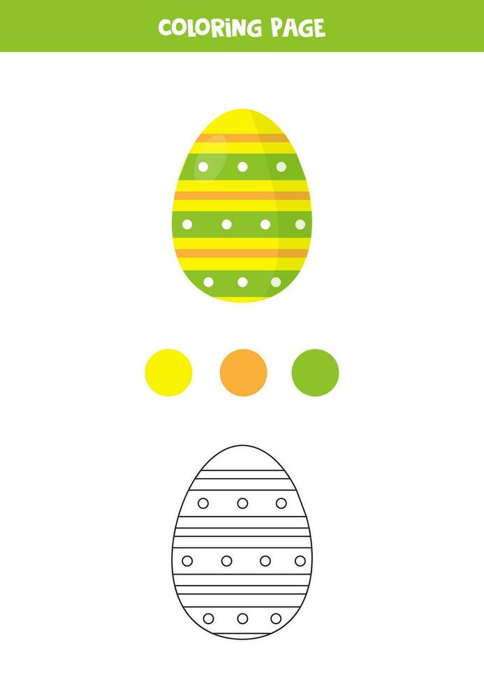 Color cute cartoon Easter egg. Worksheet for kids. vector