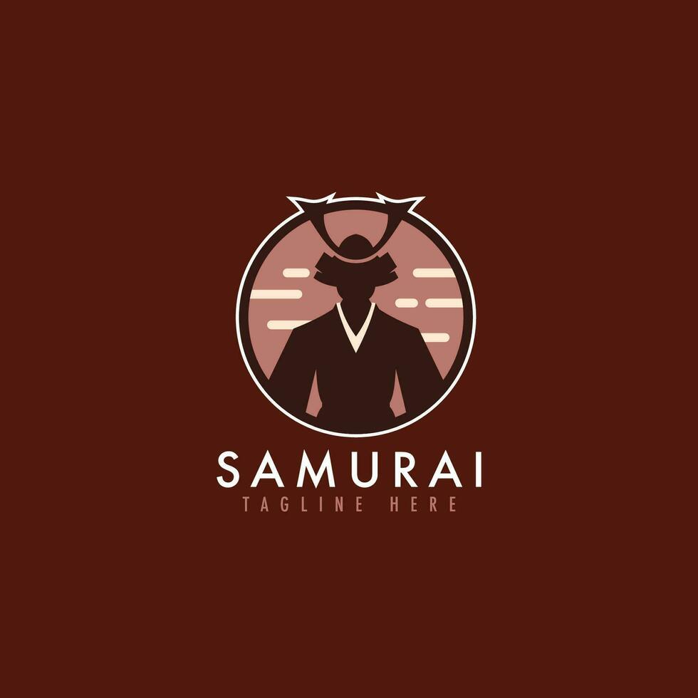 Samurai logo vector illustration. Japanese warrior mascot emblem for game team.