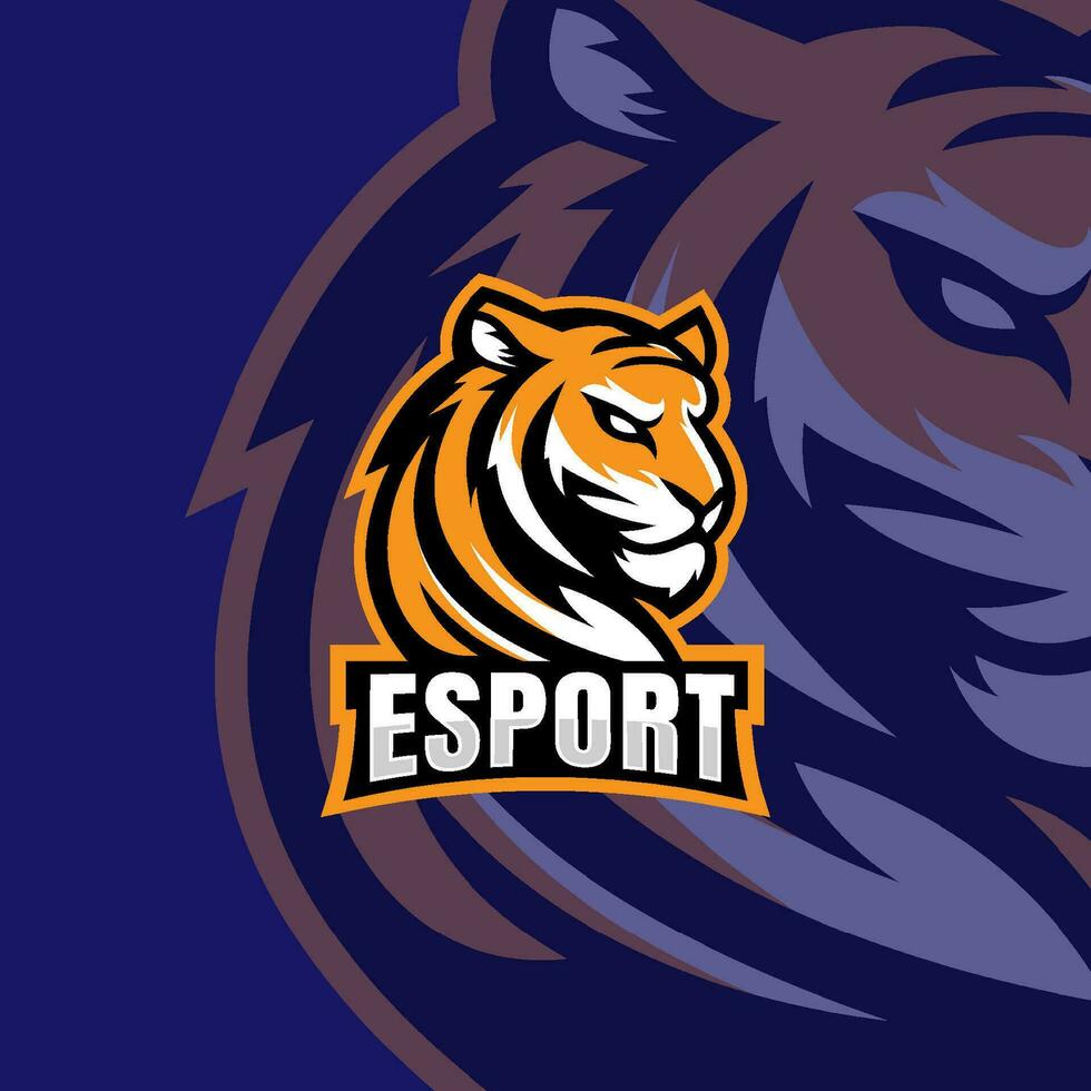 Angry tiger head mascot esport vector illustration. Carnivore gaming team mascot emblem.