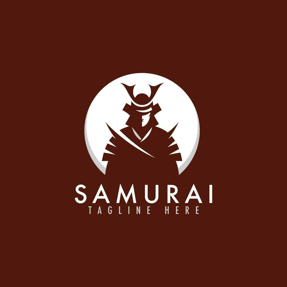 Samurai logo vector illustration. Japanese warrior mascot emblem for game team.