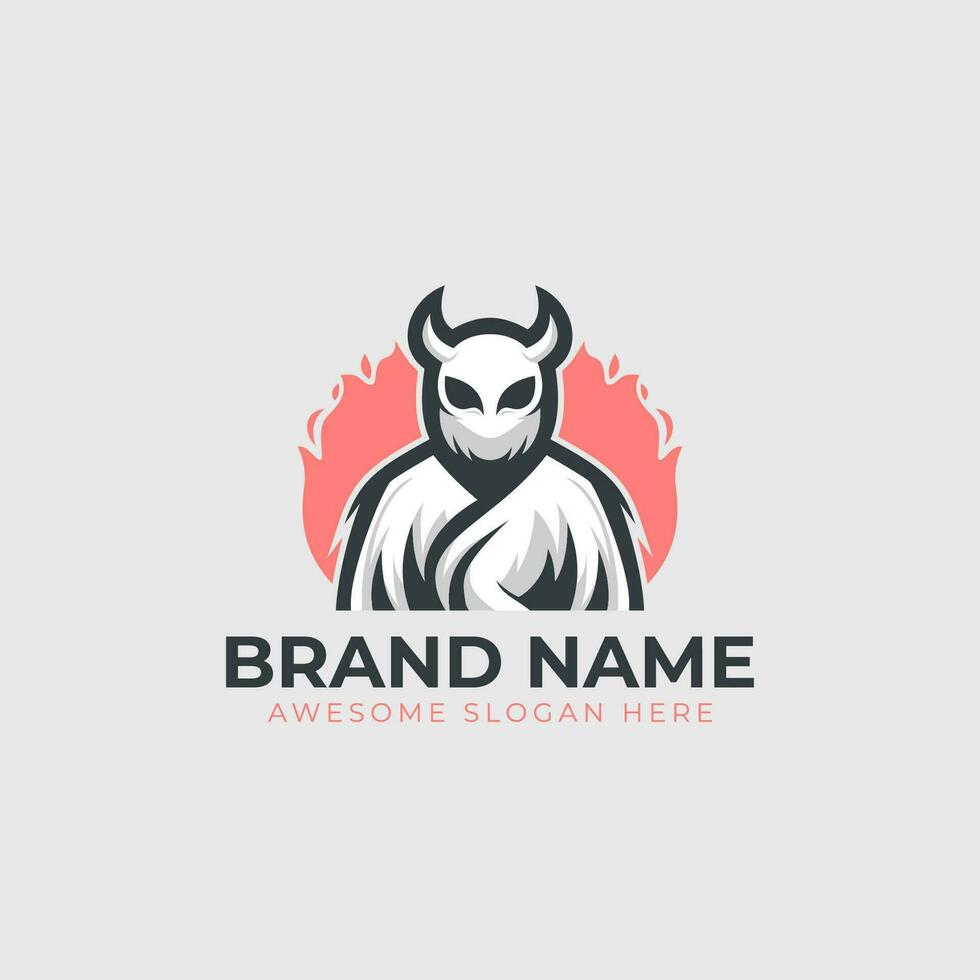 Scary ghost mascot vector logo illustration. Creepy spirit as company brand identity.