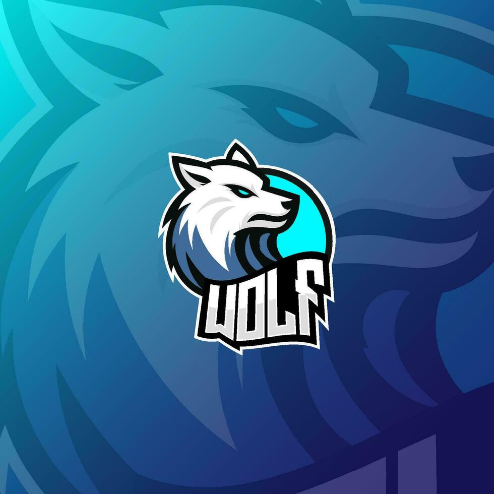 Wolf head mascot esport vector illustration. Carnivore gaming team mascot emblem.