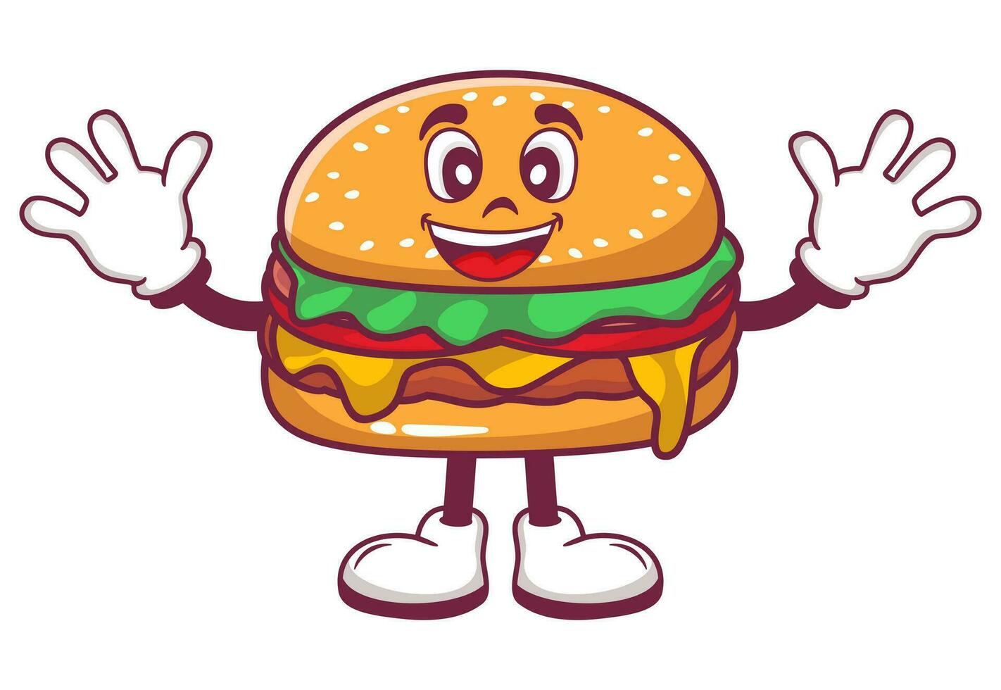 vector mano dibujado hamburguesa dibujos animados ilustración