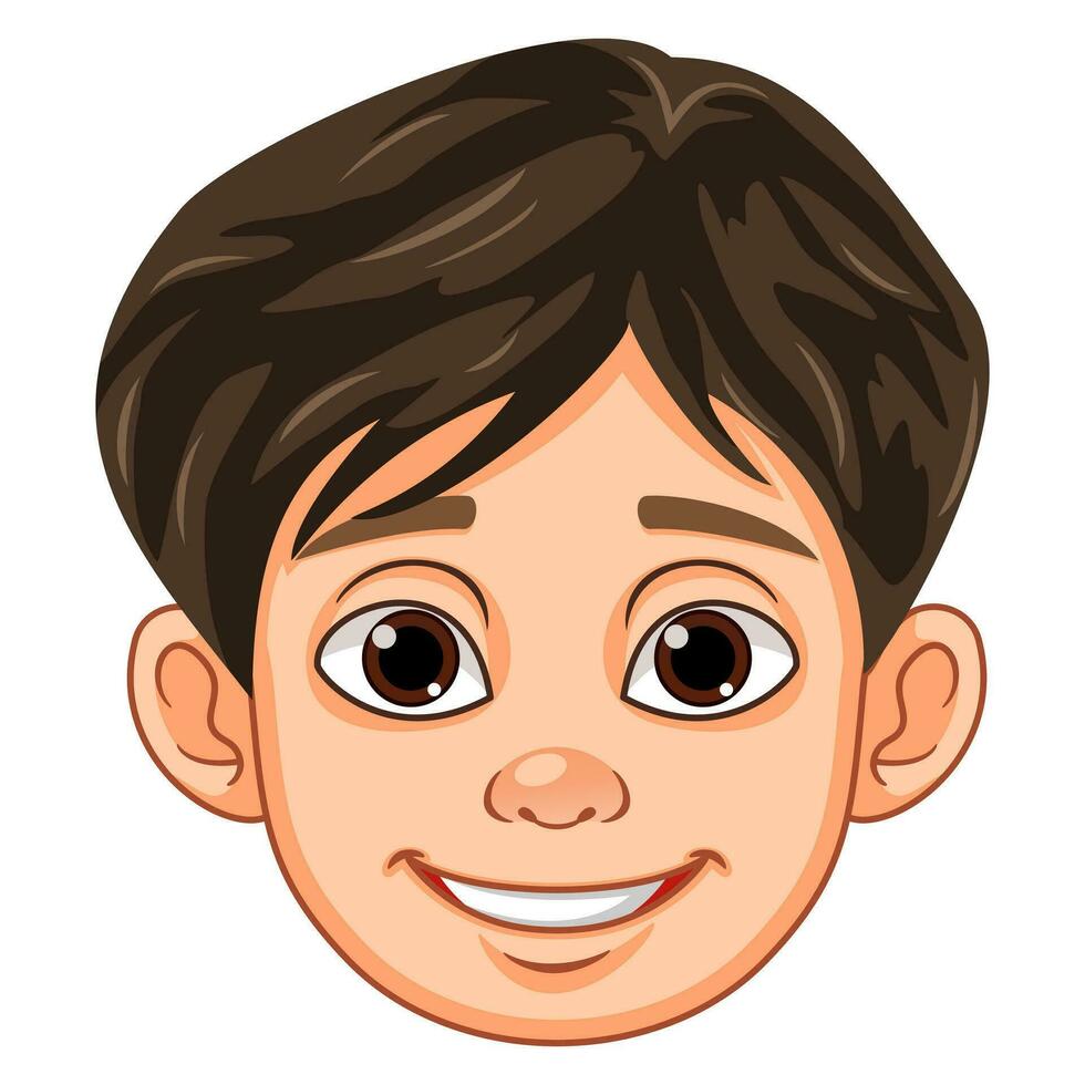 Vector cute cartoon boy face expression design with white background