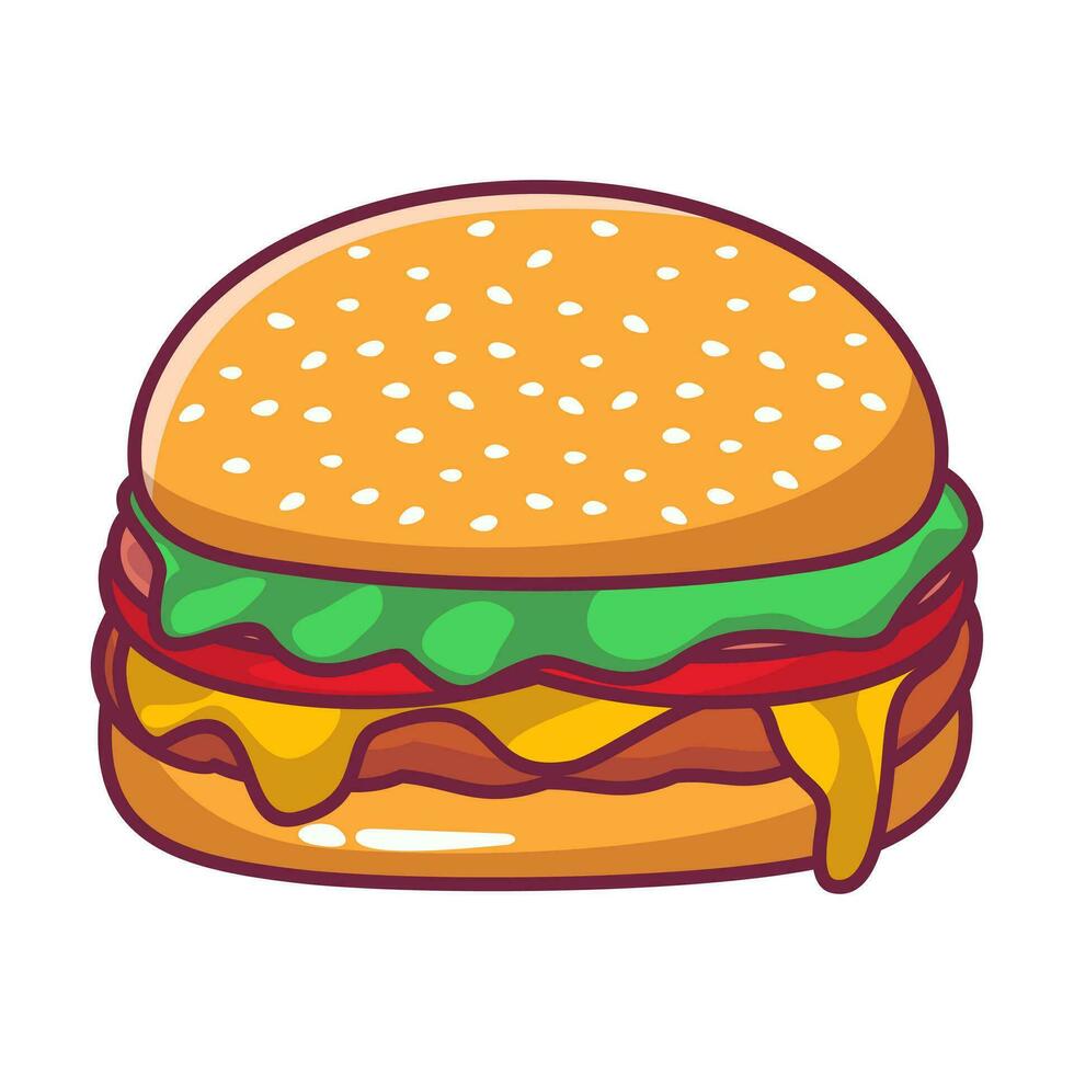 Vector hamburger cartoon simple style