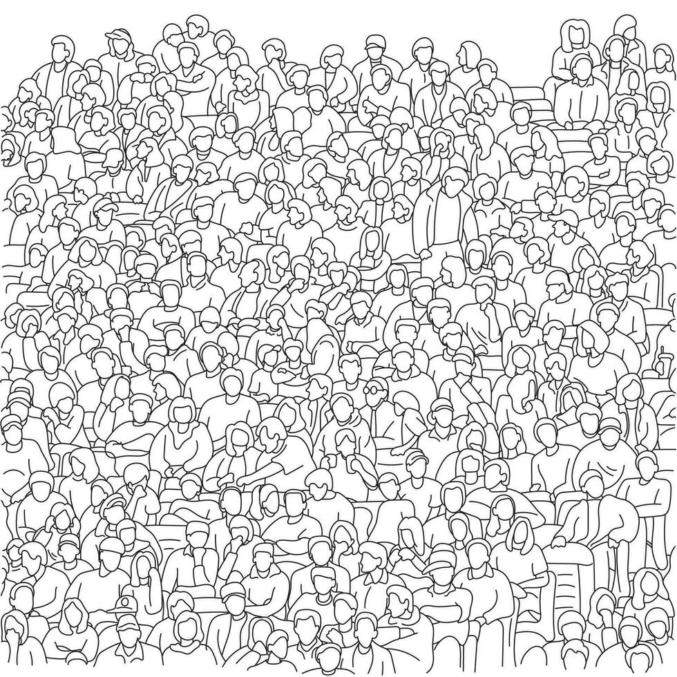 background of crowd people at stadium to cheer soccer illustration vector hand drawn isolated on white backgroun