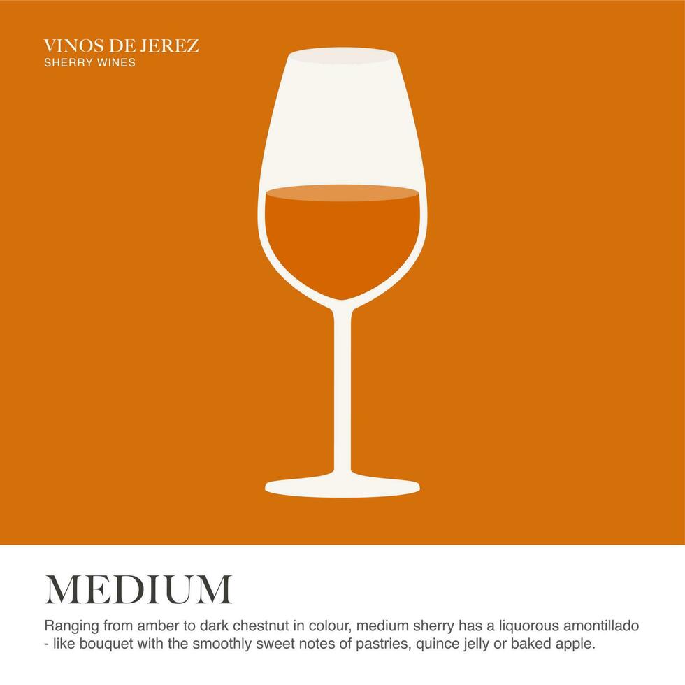 medio Especificaciones hoja. Jerez vino. ilustrado guía para barras, restaurantes, turista guías, enciclopedias vector