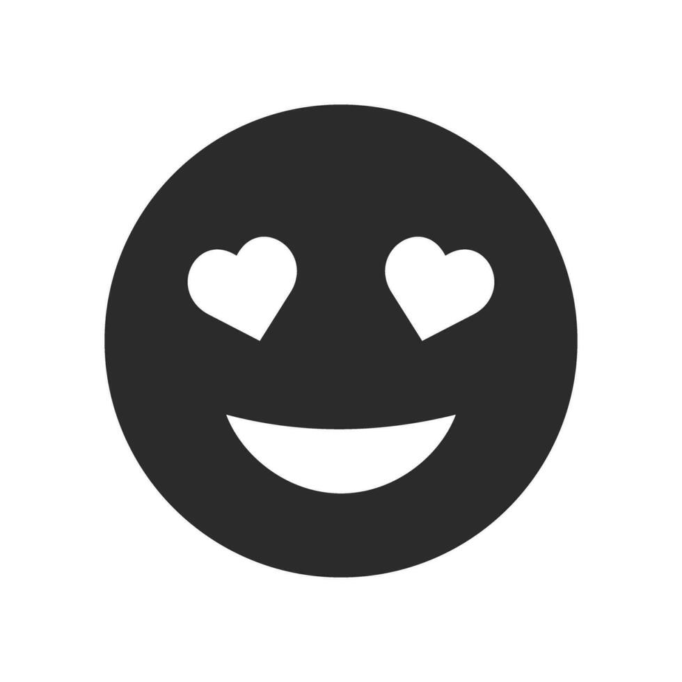 Love Heart Eyes Black Emoji Icon Vector Illustration