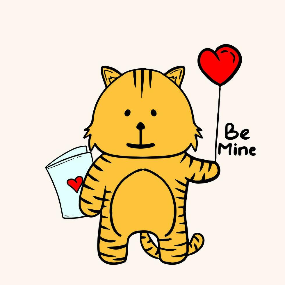 illustration of cats, hearts and love for Valentine's Day vector