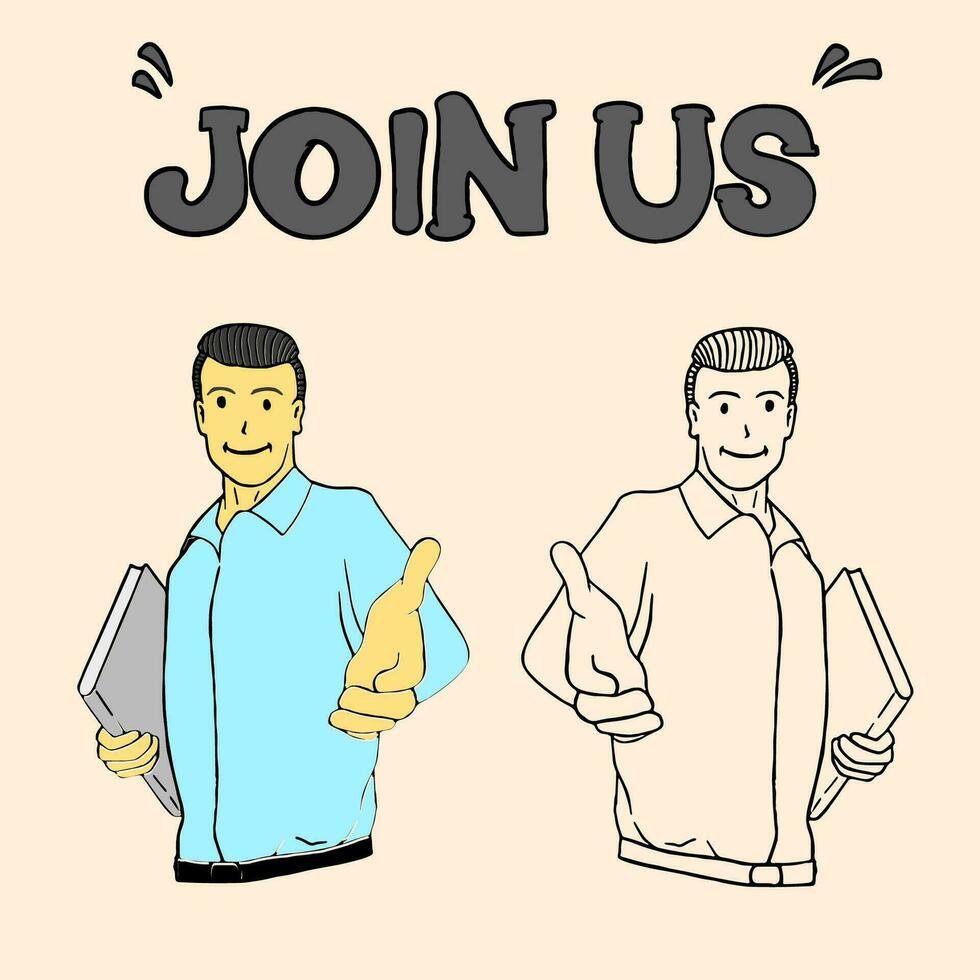business illustration opening job vacancies inviting people to apply for work, flat design style vector