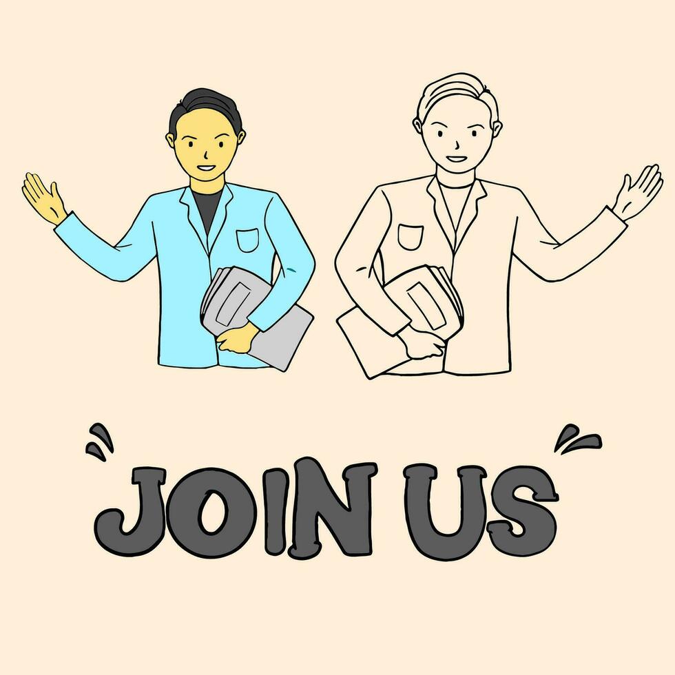 business illustration opening job vacancies inviting people to apply for work, flat design style vector