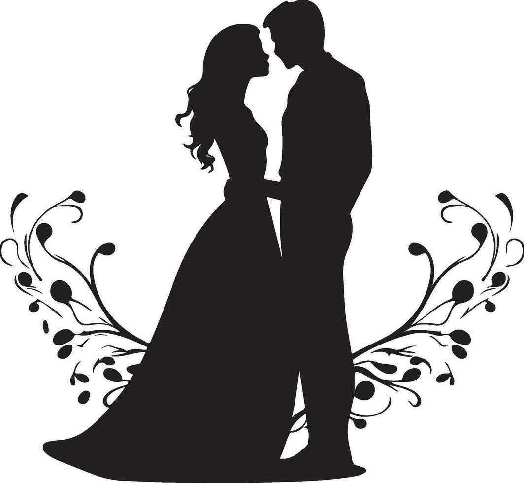 Handmade Sketch Man and a woman  kiss Silhouette vector