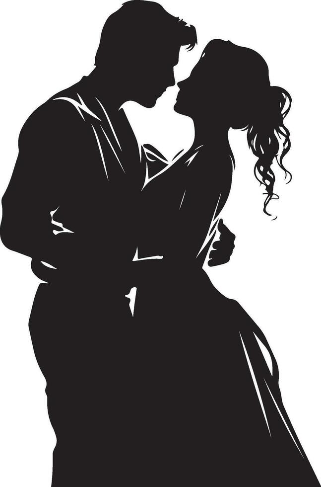 Handmade Sketch Man and a woman  kiss Silhouette vector