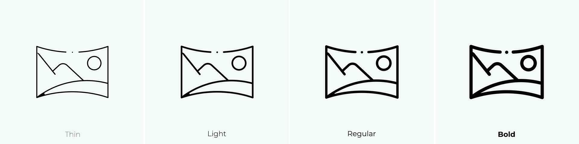 panorama icon. Thin, Light, Regular And Bold style design isolated on white background vector