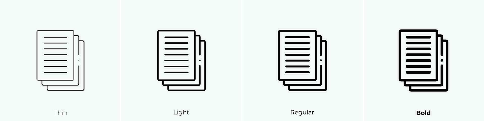 paper sheet icon. Thin, Light, Regular And Bold style design isolated on white background vector