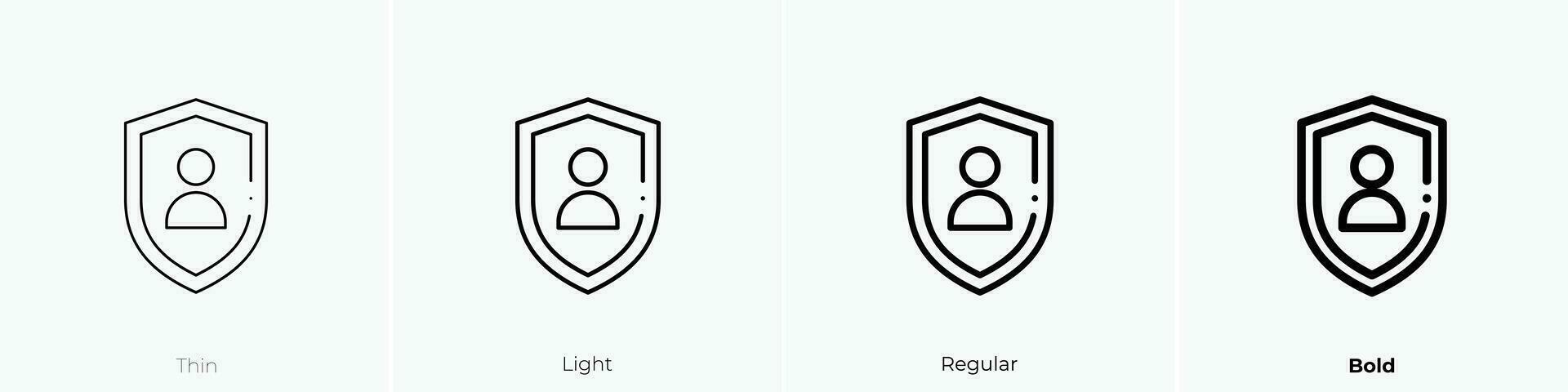 personal seguridad icono. delgado, luz, regular y negrita estilo diseño aislado en blanco antecedentes vector