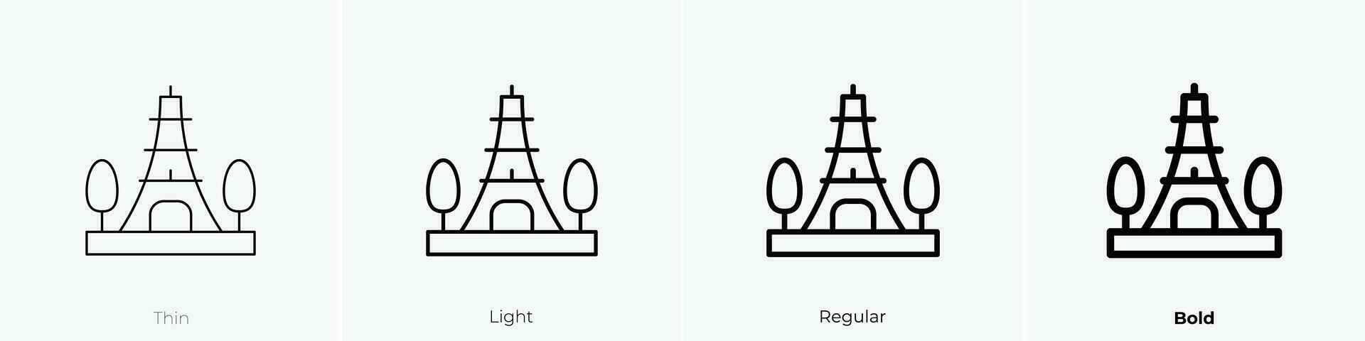 paris icon. Thin, Light, Regular And Bold style design isolated on white background vector