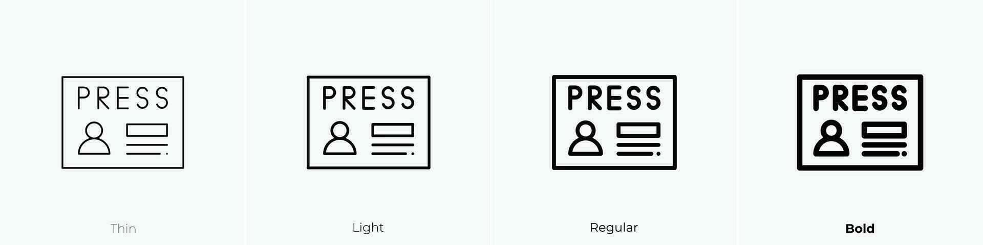 pass icon. Thin, Light, Regular And Bold style design isolated on white background vector