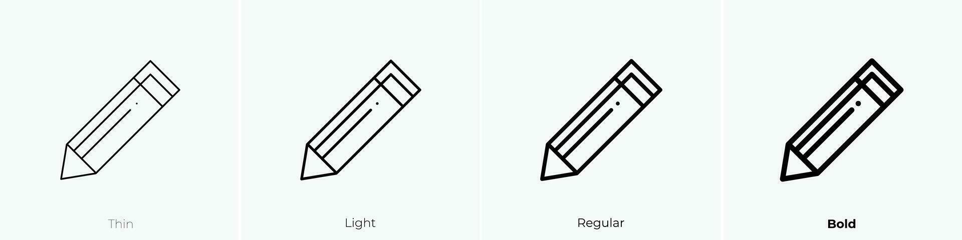 pencil icon. Thin, Light, Regular And Bold style design isolated on white background vector