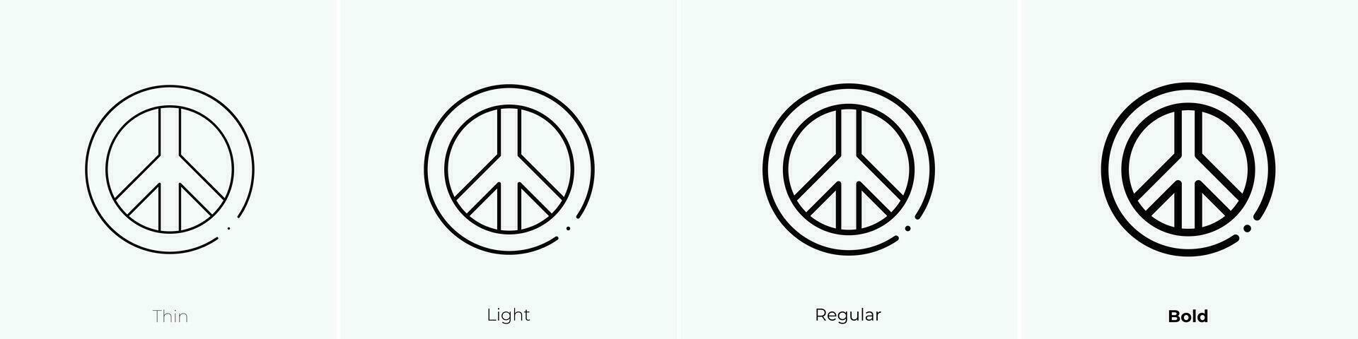 paz firmar icono. delgado, luz, regular y negrita estilo diseño aislado en blanco antecedentes vector