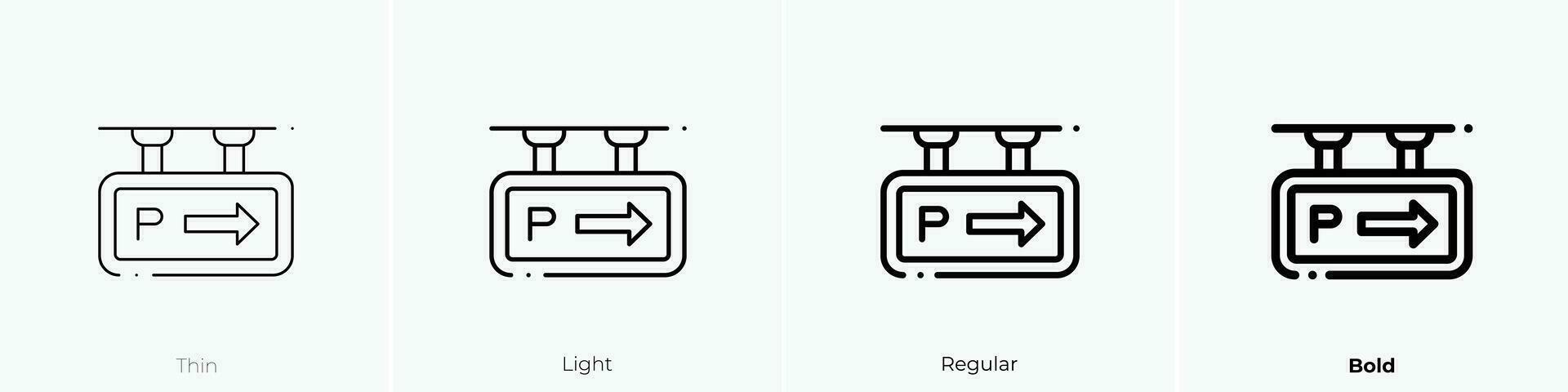 parking sign icon. Thin, Light, Regular And Bold style design isolated on white background vector