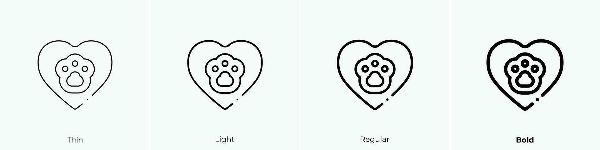 pet icon. Thin, Light, Regular And Bold style design isolated on white background vector