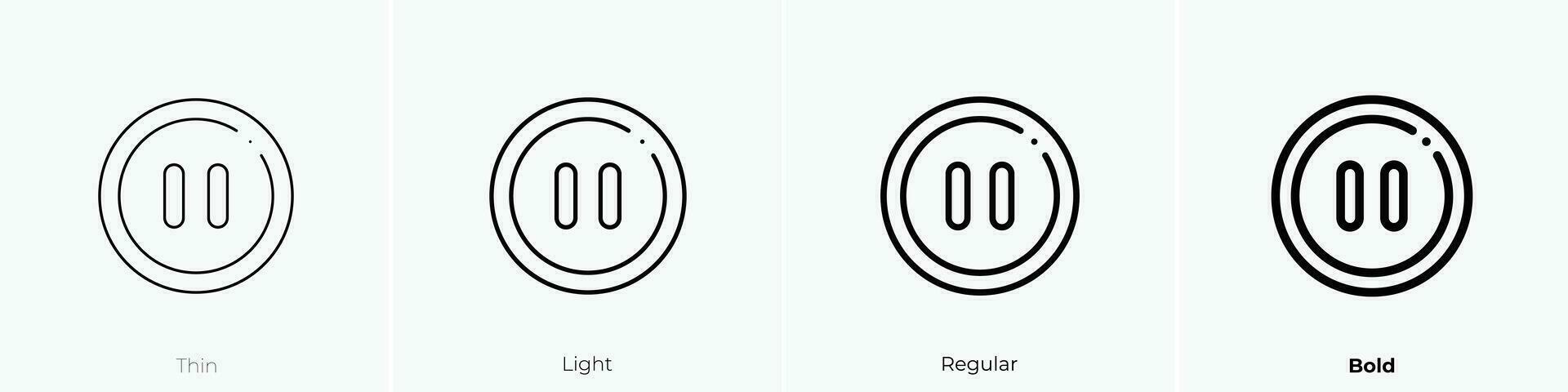 pause button icon. Thin, Light, Regular And Bold style design isolated on white background vector