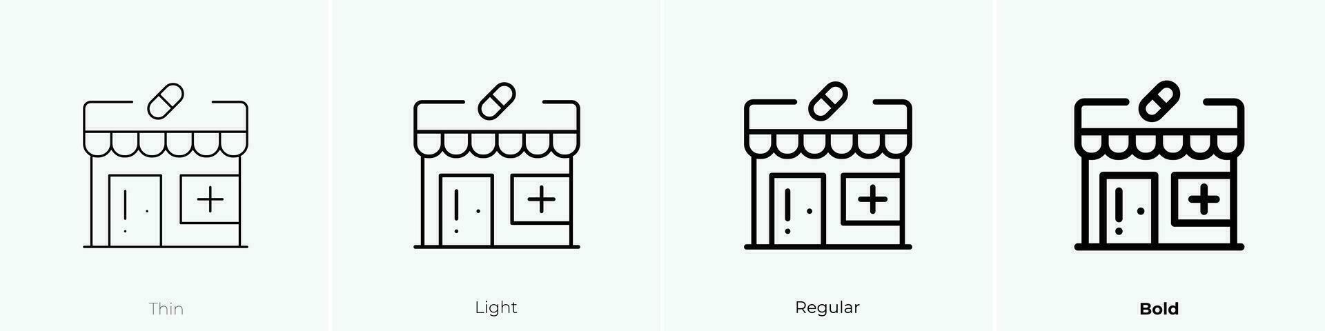 pharmacy icon. Thin, Light, Regular And Bold style design isolated on white background vector