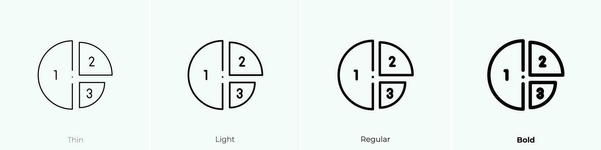 pie chart icon. Thin, Light, Regular And Bold style design isolated on white background vector