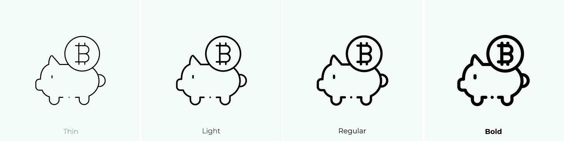 piggy bank icon. Thin, Light, Regular And Bold style design isolated on white background vector