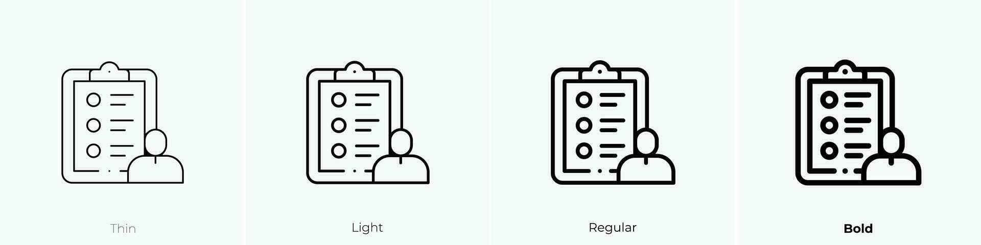 planning icon. Thin, Light, Regular And Bold style design isolated on white background vector