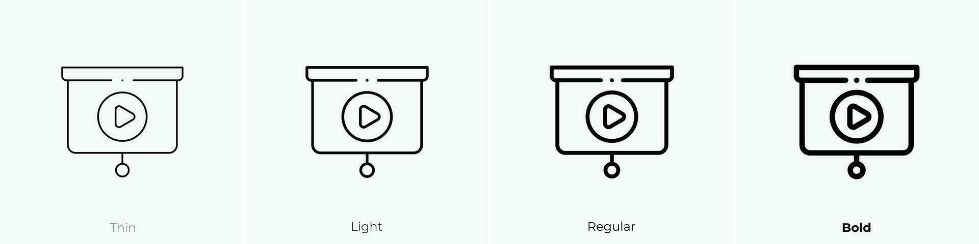 play icon. Thin, Light, Regular And Bold style design isolated on white background vector