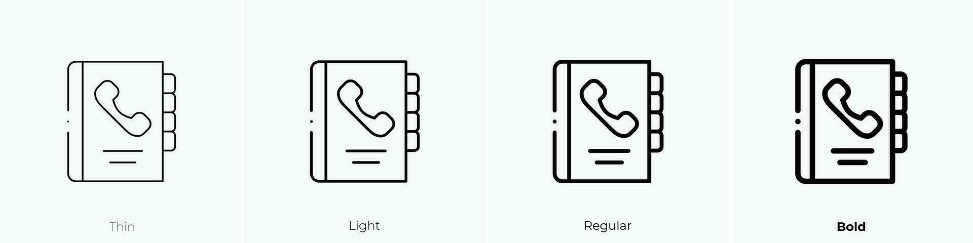 teléfono icono. delgado, luz, regular y negrita estilo diseño aislado en blanco antecedentes vector