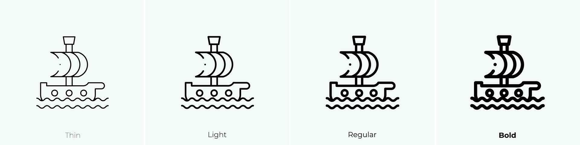 pirate ship icon. Thin, Light, Regular And Bold style design isolated on white background vector