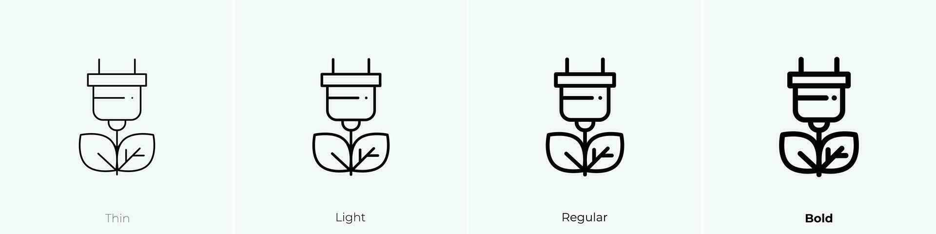 plug icon. Thin, Light, Regular And Bold style design isolated on white background vector