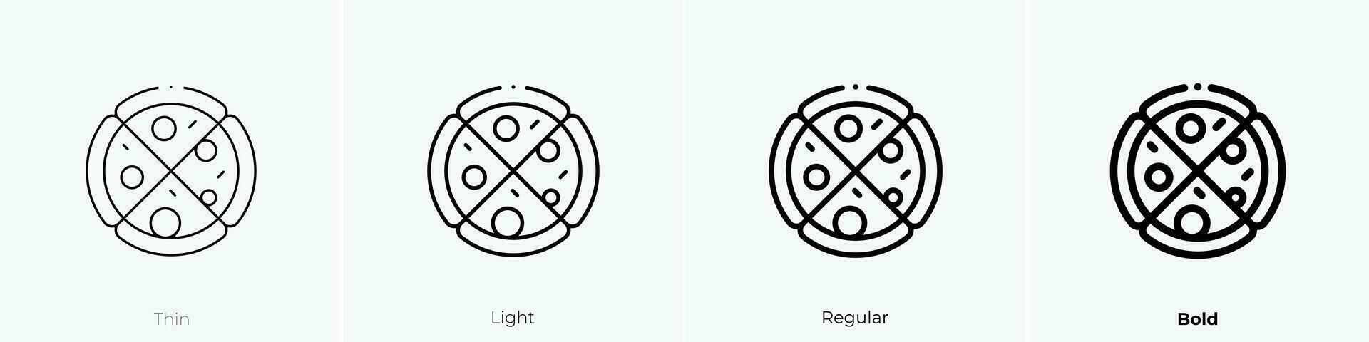 pizza icon. Thin, Light, Regular And Bold style design isolated on white background vector