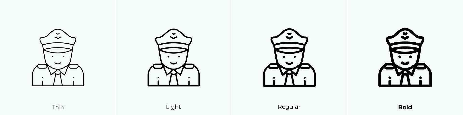 pilot icon. Thin, Light, Regular And Bold style design isolated on white background vector