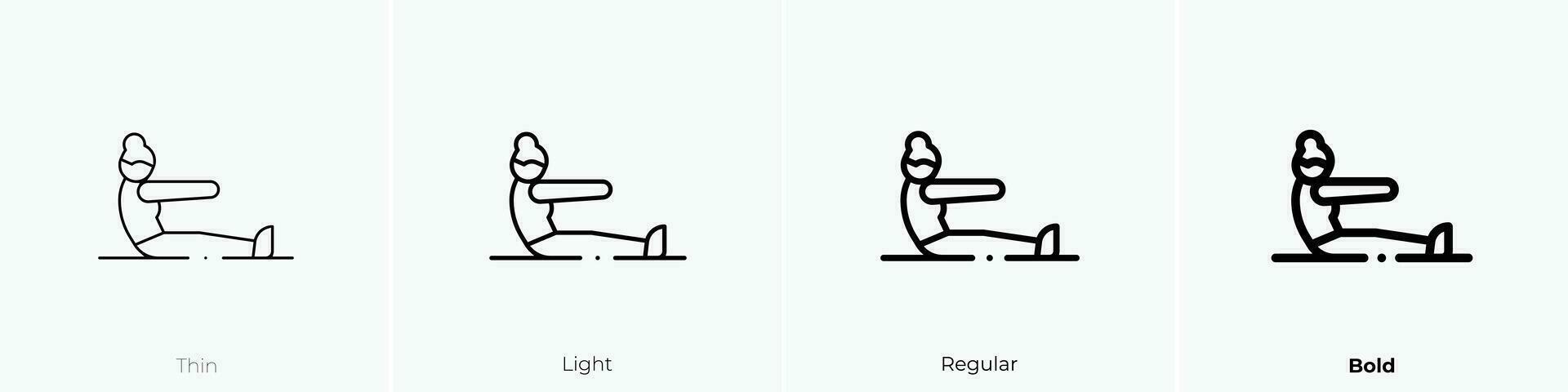 pilates icon. Thin, Light, Regular And Bold style design isolated on white background vector