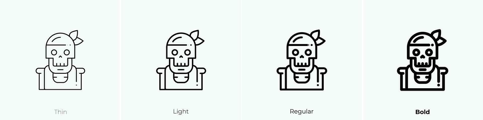 pirate icon. Thin, Light, Regular And Bold style design isolated on white background vector