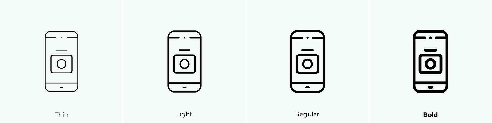 teléfono cámara icono. delgado, luz, regular y negrita estilo diseño aislado en blanco antecedentes vector